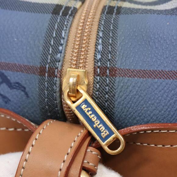 Burberry Nova Check Shoulder Bag Pvc Leather Blue Gold - Picture 16 of 16